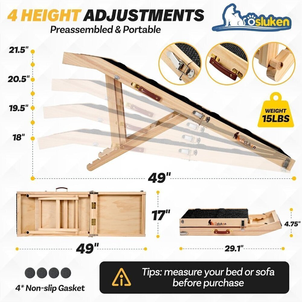 𝟐𝟎𝟐𝟓 𝐔𝐩𝐠𝐫𝐚𝐝𝐞𝐝 Dog Ramp for Couch, 49" - Picture 5 of 6